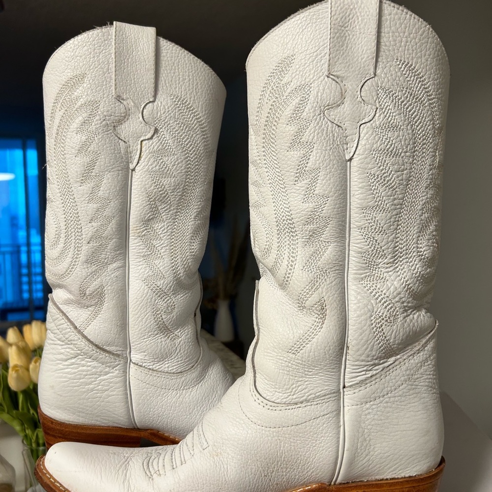 JR white leather cowboy boots - Picture 6 of 7